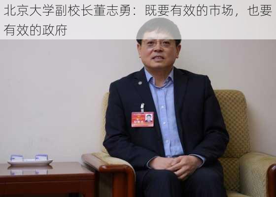 北京大学副校长董志勇：既要有效的市场，也要有效的政府